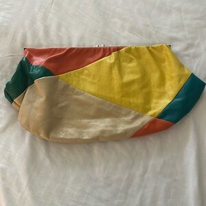 Multicolor leather clutch